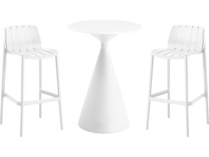 Table et chaises hautes de bistrot empilables "Vaena" - 2 places - Blanc