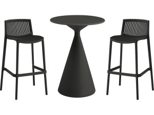 Table et chaises hautes de bistrot empilables "Néora" - 2 places - Noir