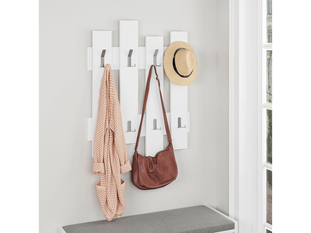 Porte manteau mural en bois "Wave" - 64 x 4 x 79 cm - Blanc