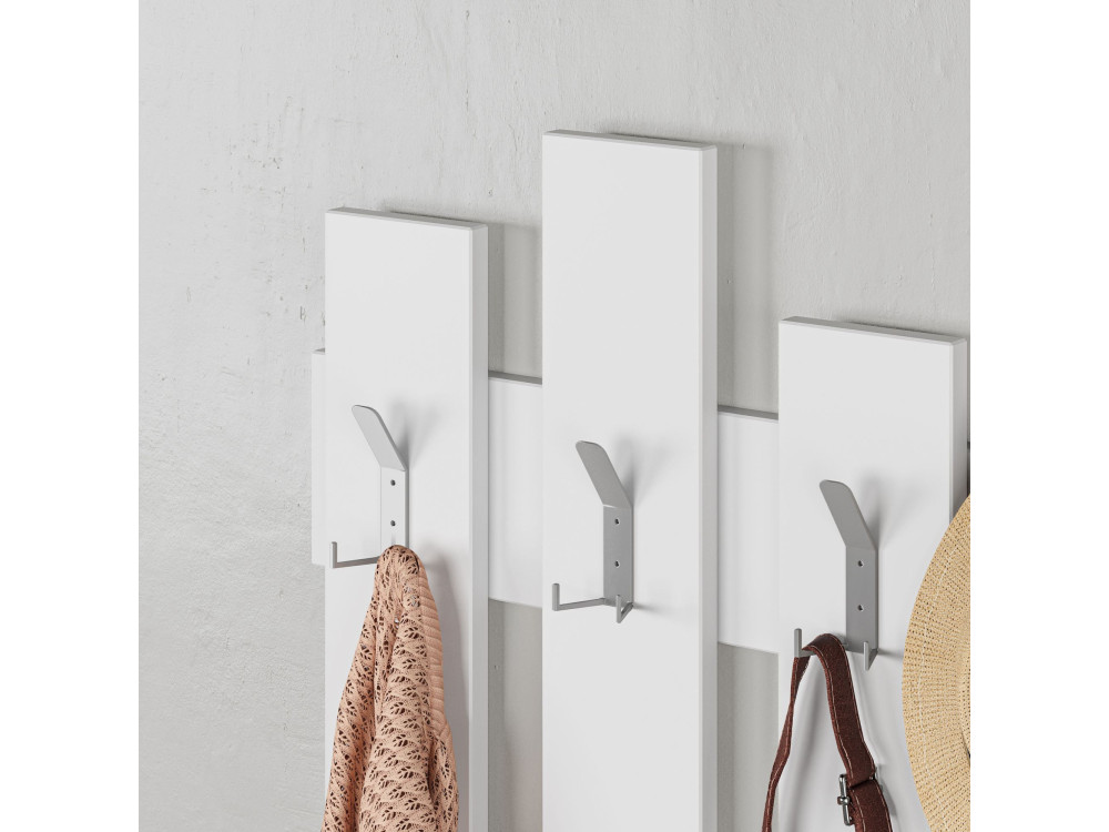 Porte manteau mural en bois "Wave" - 64 x 4 x 79 cm - Blanc