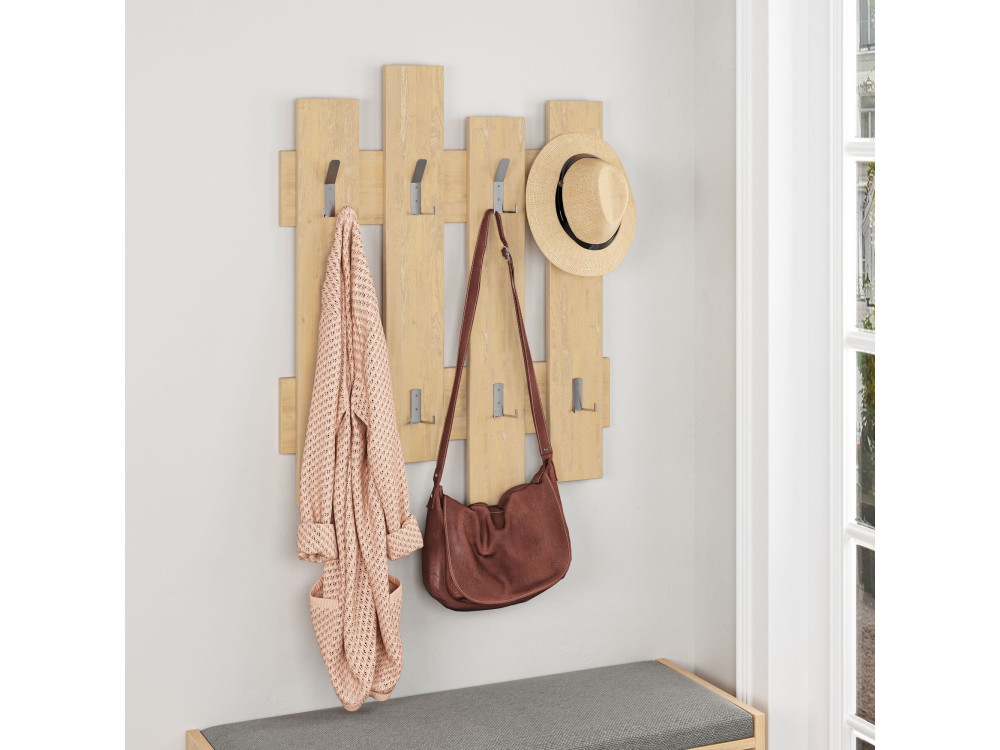 Porte manteau mural en bois "Wave" - 64 x 4 x 79 cm - Beige