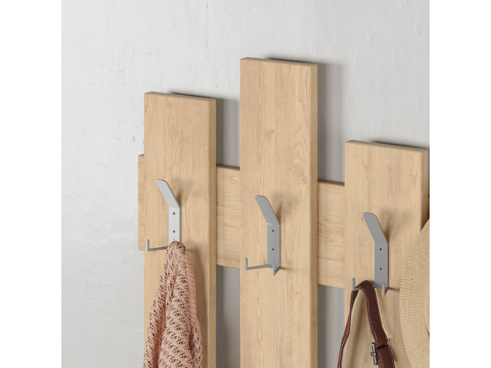 Porte manteau mural en bois "Wave" - 64 x 4 x 79 cm - Beige