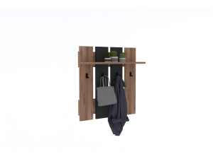 Porte-manteau mural avec étagère en bois "Mita" - 70 x 14 x 70 cm - Gris anthracite