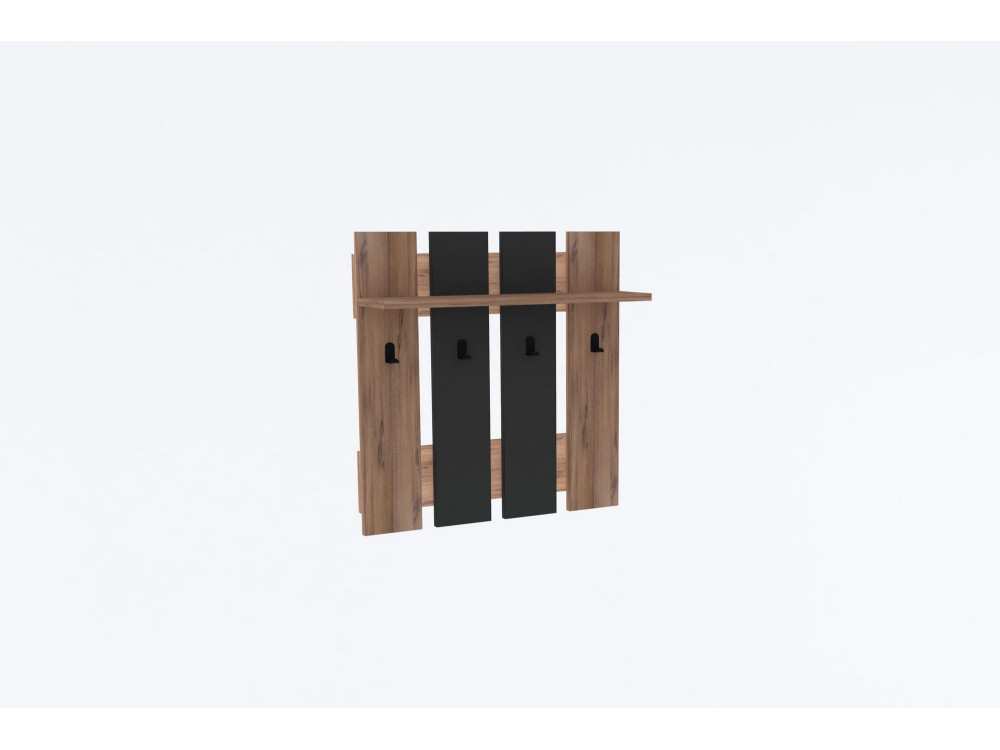 Porte-manteau mural avec étagère en bois "Mita" - 70 x 14 x 70 cm - Gris anthracite
