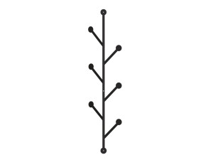 Porte manteau mural en métal "Ponpon" - 22 x 5 x 94 cm - Noir
