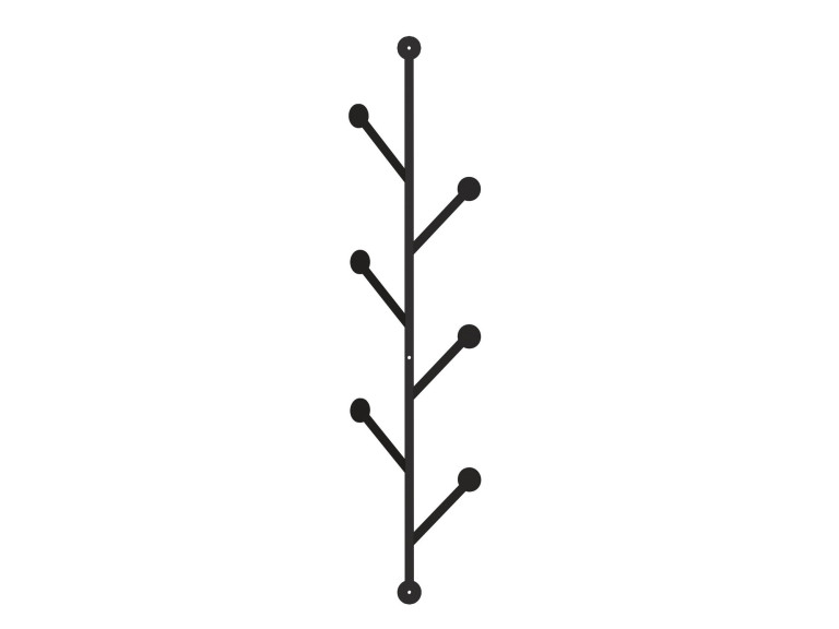 Porte manteau mural en métal "Ponpon" - 22 x 5 x 94 cm - Noir