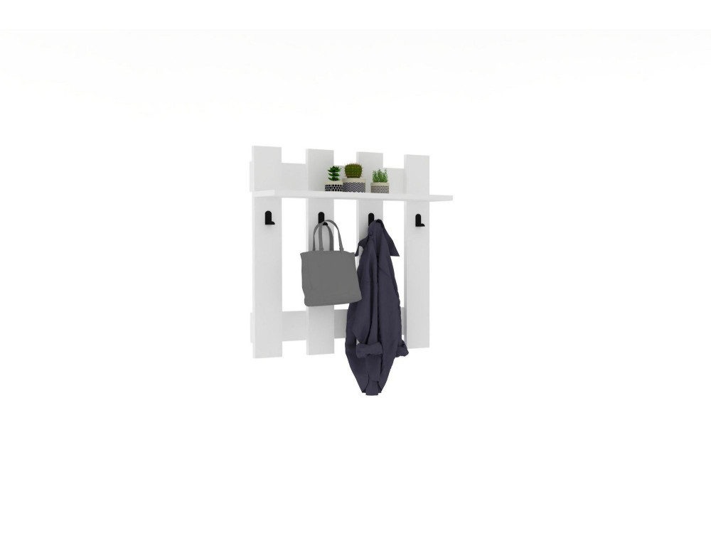 Porte-manteau mural en bois "Carina" - 70 x 14 x 70 cm - Blanc