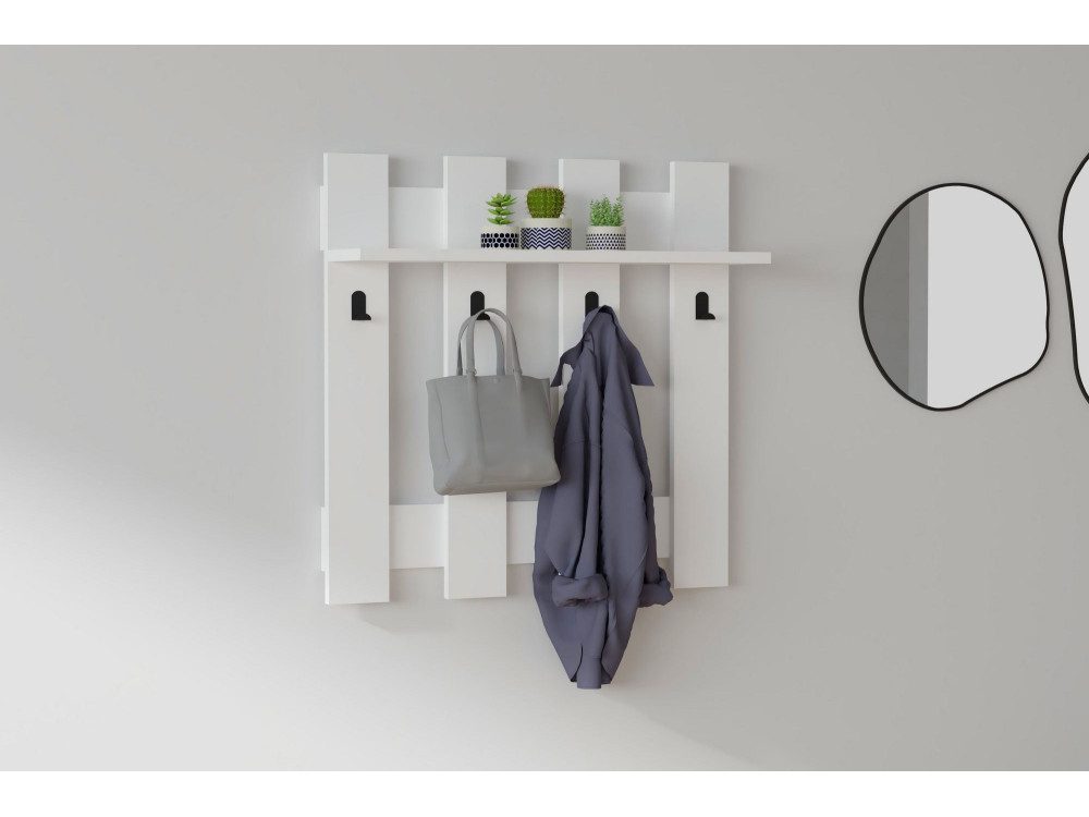 Porte-manteau mural en bois "Carina" - 70 x 14 x 70 cm - Blanc