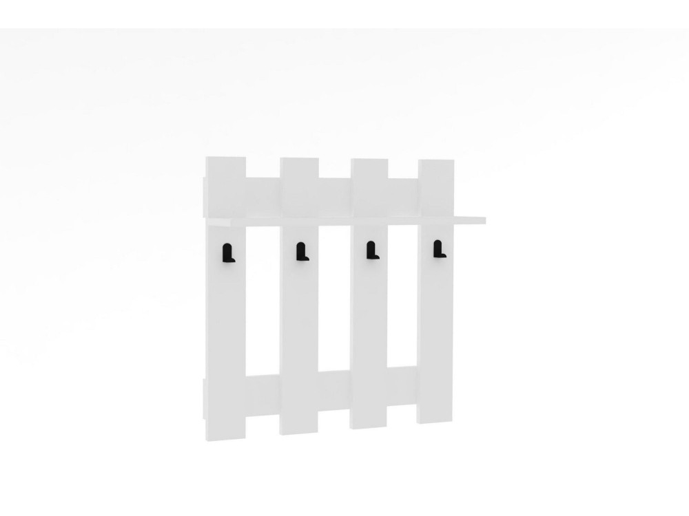 Porte-manteau mural en bois "Carina" - 70 x 14 x 70 cm - Blanc