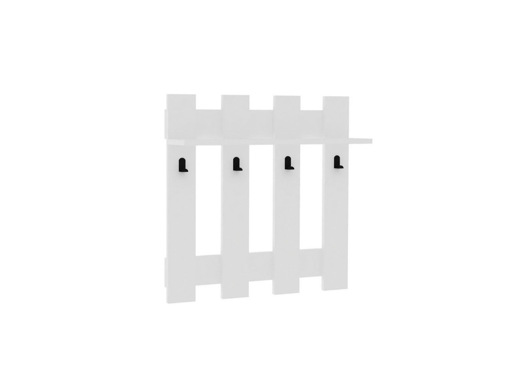 Porte-manteau mural en bois "Carina" - 70 x 14 x 70 cm - Blanc