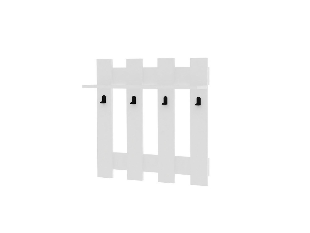 Porte-manteau mural en bois "Carina" - 70 x 14 x 70 cm - Blanc