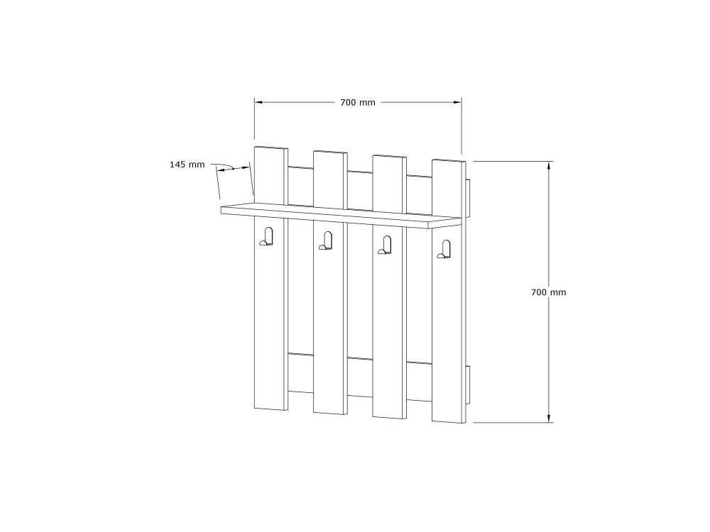 Porte-manteau mural en bois "Carina" - 70 x 14 x 70 cm - Blanc
