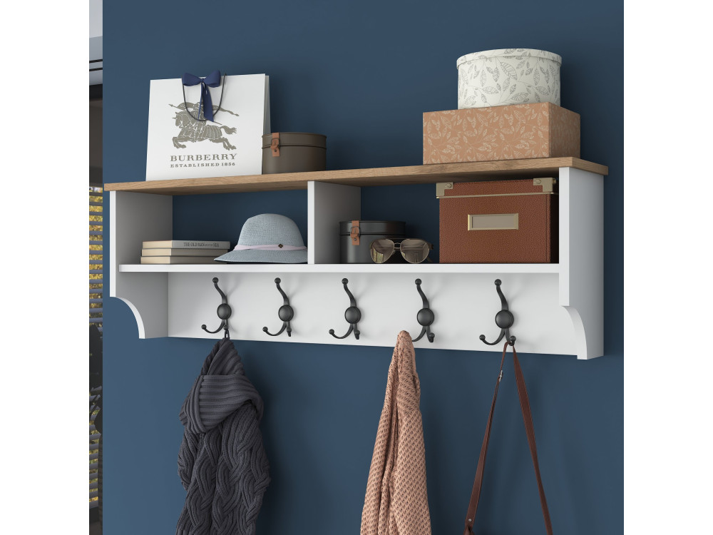 Porte-manteau en bois "Pino" - 120 x 22 x 37 cm - Blanc