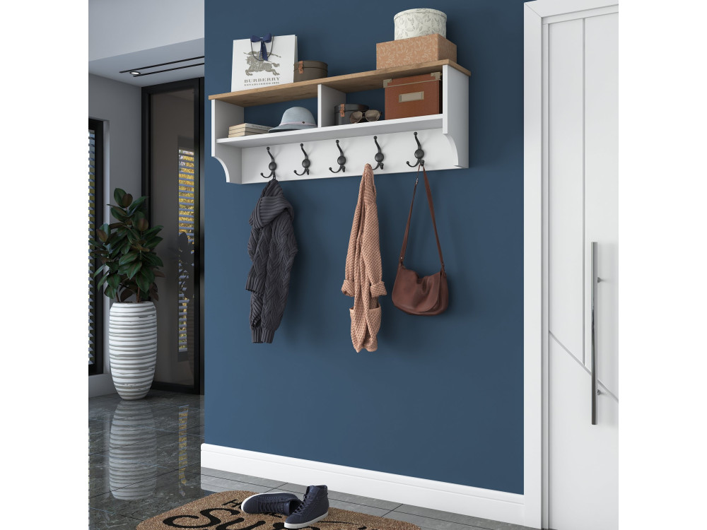 Porte-manteau en bois "Pino" - 120 x 22 x 37 cm - Blanc