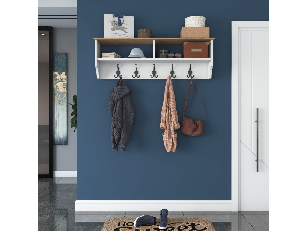 Porte-manteau en bois "Pino" - 120 x 22 x 37 cm - Blanc