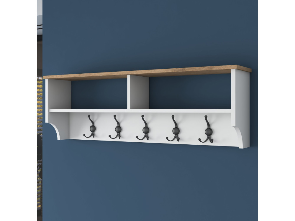 Porte-manteau en bois "Pino" - 120 x 22 x 37 cm - Blanc