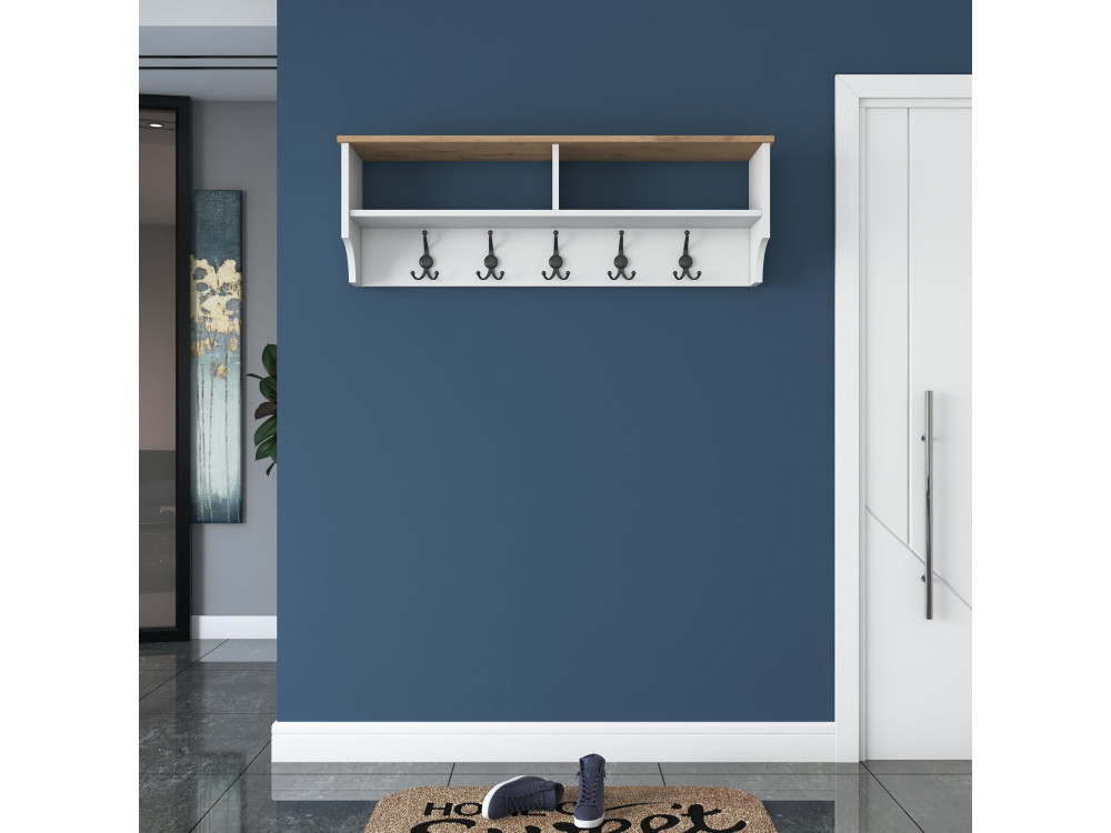 Porte-manteau en bois "Pino" - 120 x 22 x 37 cm - Blanc