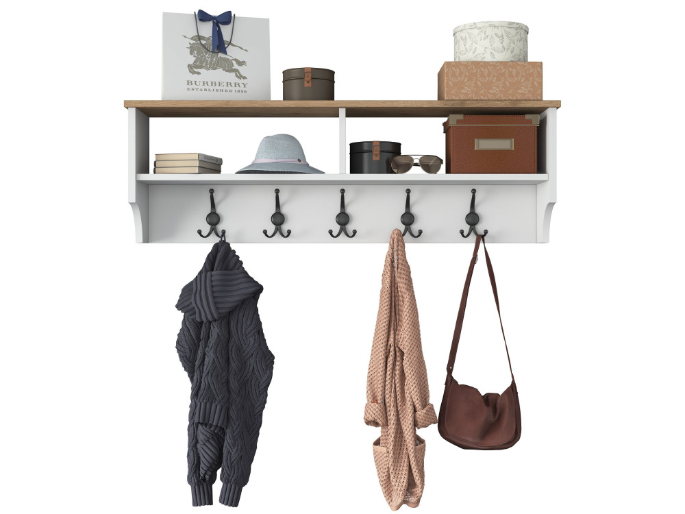 Porte-manteau en bois "Pino" - 120 x 22 x 37 cm - Blanc