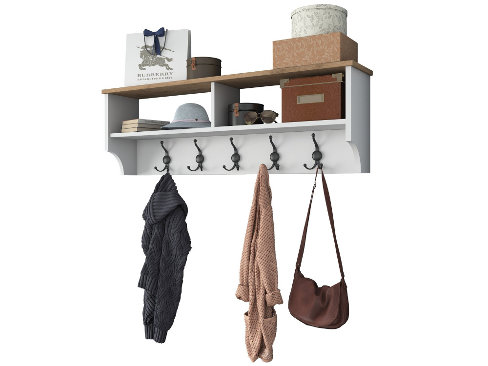 Porte-manteau en bois "Pino" - 120 x 22 x 37 cm - Blanc