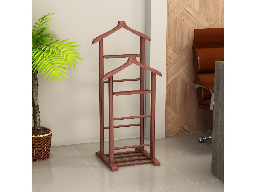 Portant à vêtement en bois "Beta" - 33 x 46 x 120 cm - Marron