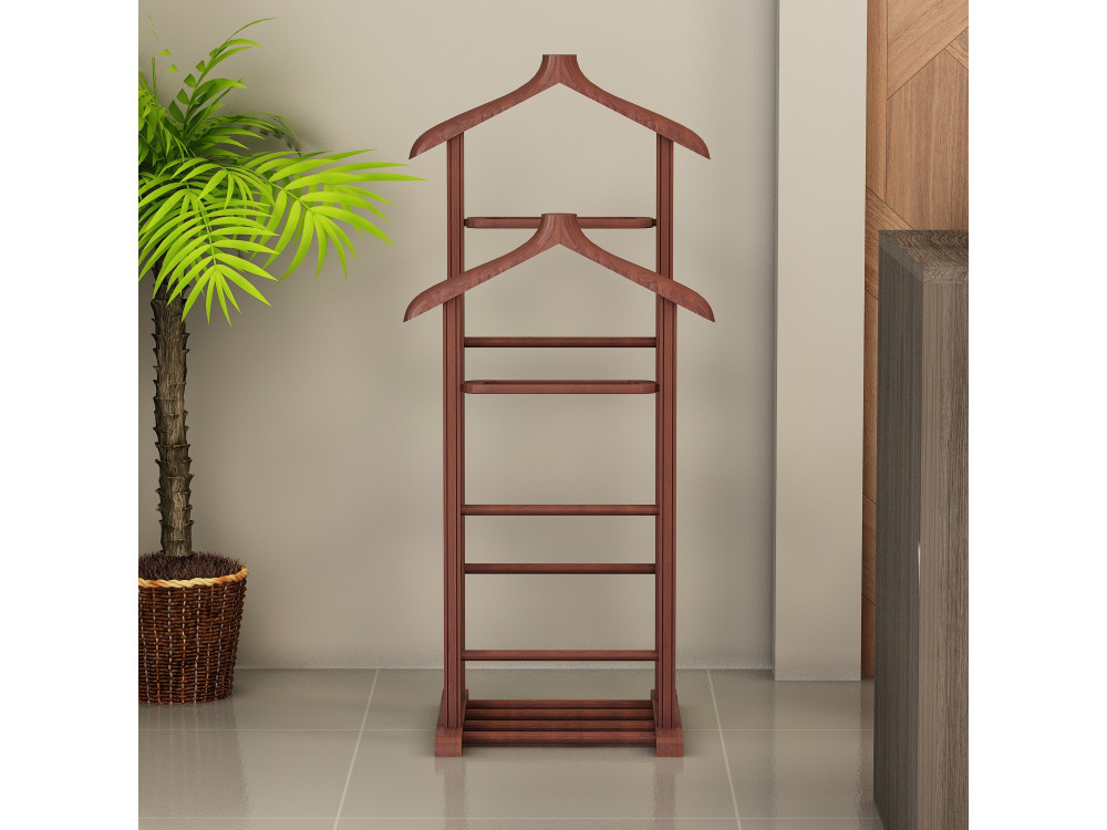 Portant à vêtement en bois "Beta" - 33 x 46 x 120 cm - Marron