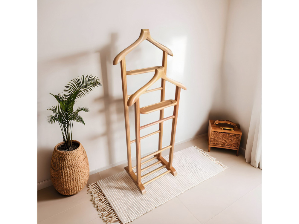 Portant à vêtement en bois "Beta" - 33 x 46 x 120 cm - Beige