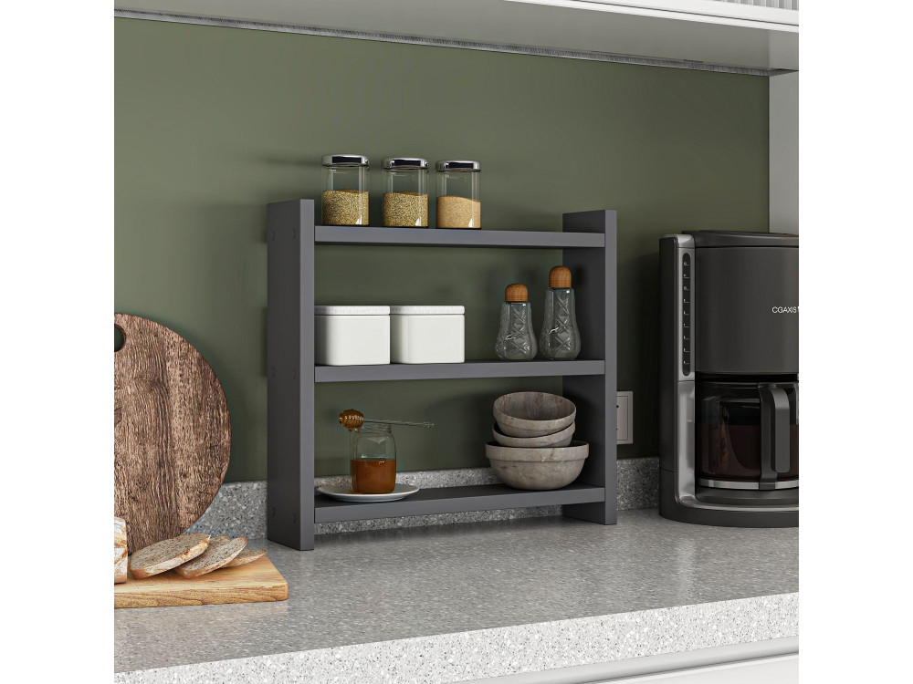 Étagère de cuisine en bois "Cosmic" - 44 x 10 x 40 cm - Gris anthracite
