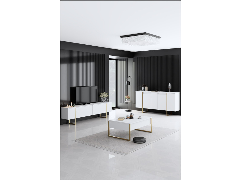 Ensemble de meubles de salon en bois "Luxe" - 160 x 35 x 80 cm - Blanc