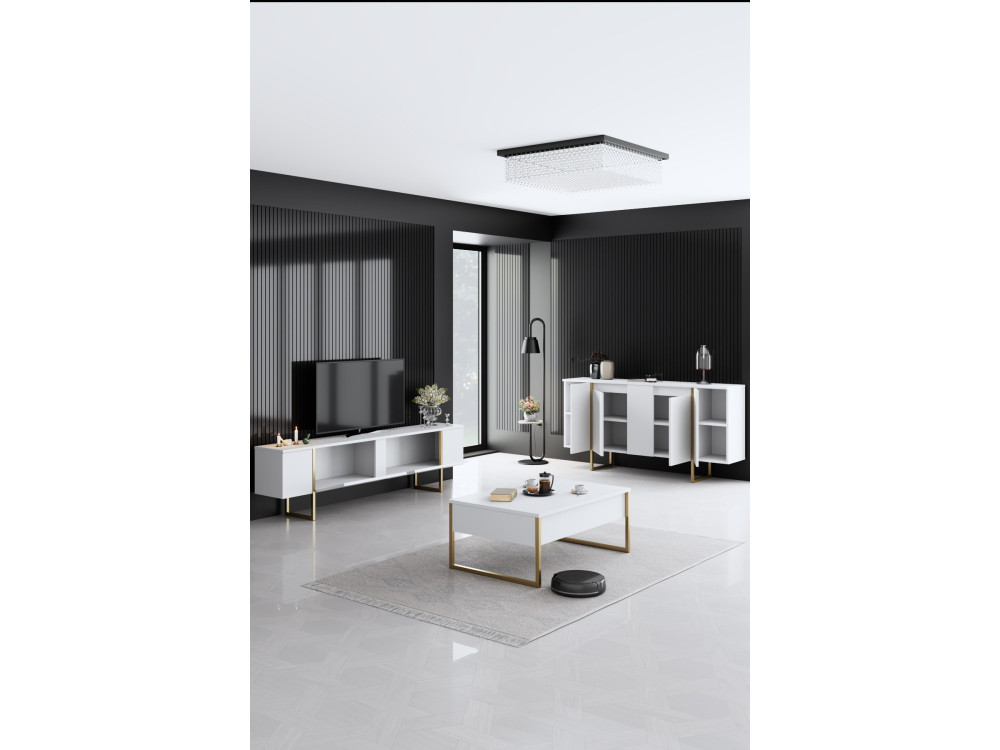 Ensemble de meubles de salon en bois "Luxe" - 160 x 35 x 80 cm - Blanc
