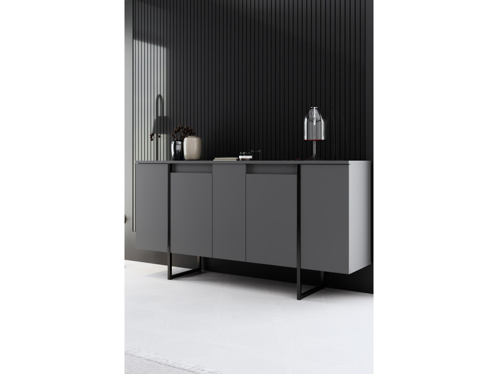 Ensemble de meubles de salon en bois "Luxe" - 160 x 35 x 80 cm - Noir