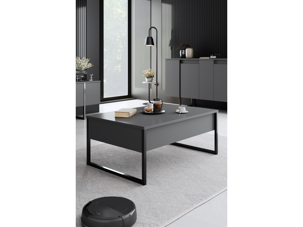 Ensemble de meubles de salon en bois "Luxe" - 160 x 35 x 80 cm - Noir