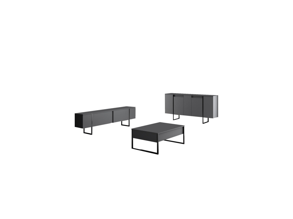 Ensemble de meubles de salon en bois "Luxe" - 160 x 35 x 80 cm - Noir