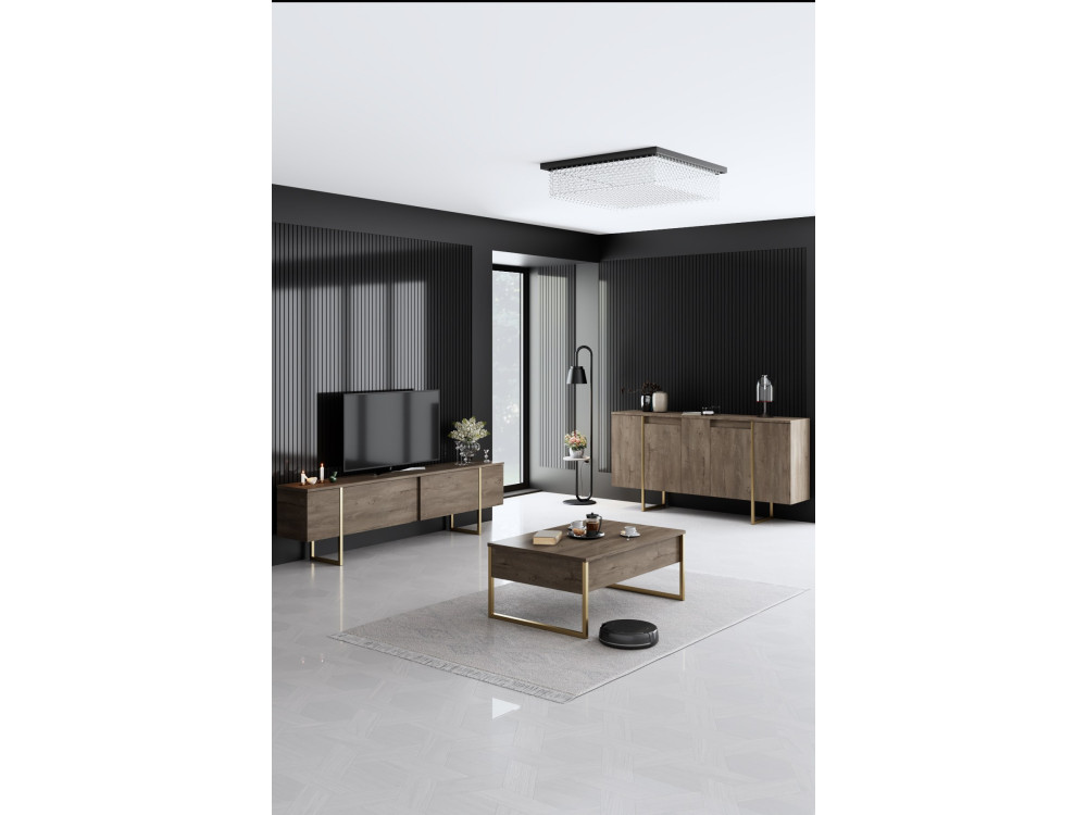 Ensemble de meubles de salon en bois "Luxe" - 160 x 35 x 80 cm - Marron