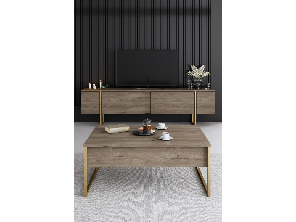 Ensemble de meubles de salon en bois "Luxe" - 160 x 35 x 80 cm - Marron