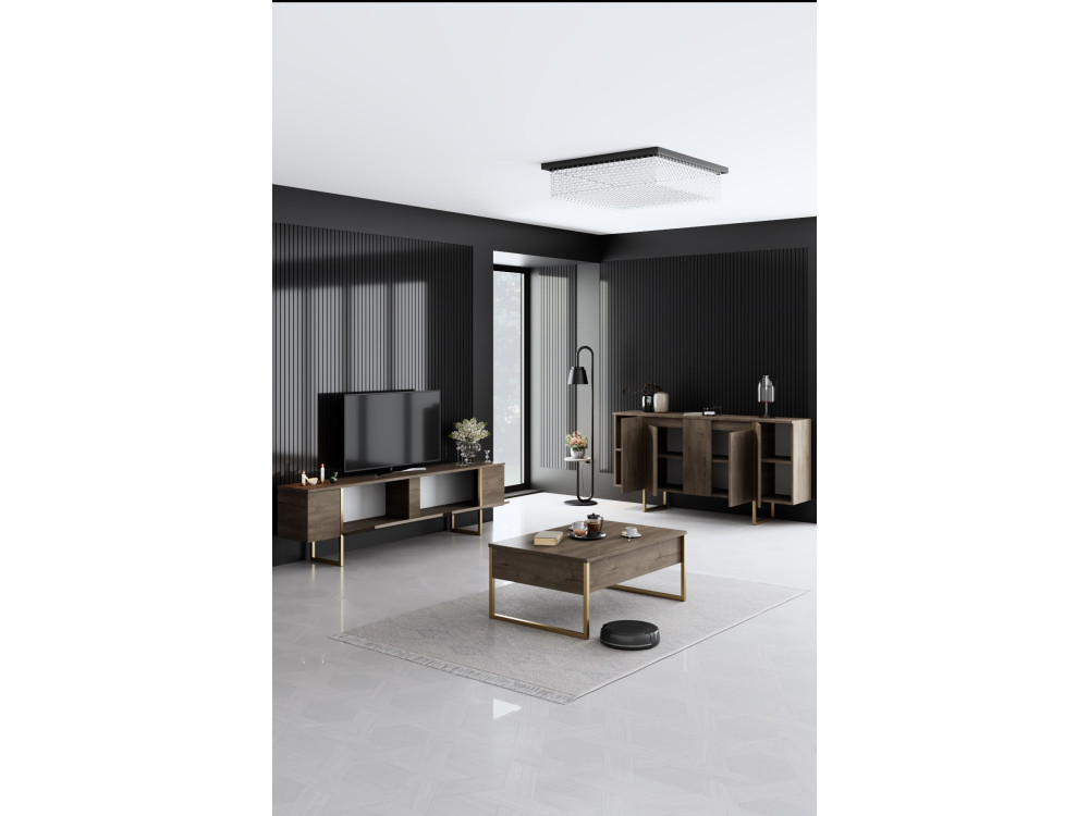 Ensemble de meubles de salon en bois "Luxe" - 160 x 35 x 80 cm - Marron