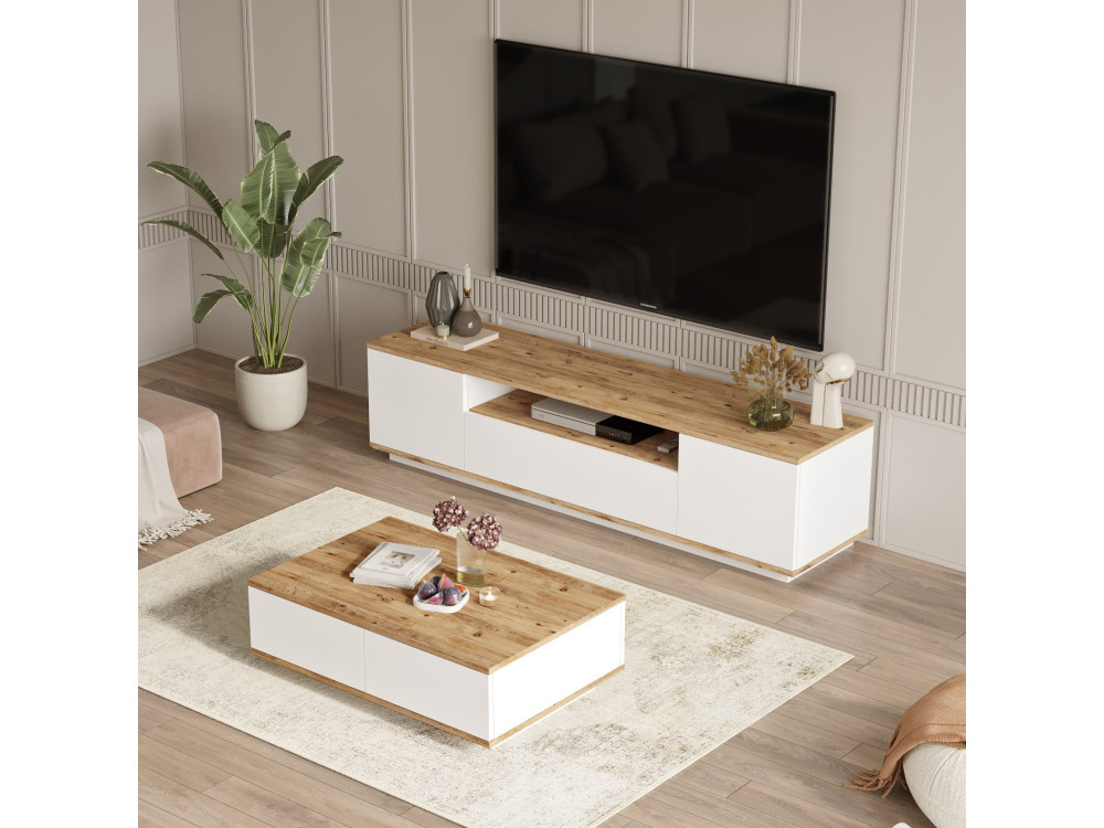 Ensemble de meubles de salon en bois "FR17" - 180 x 44 x 44 cm - Blanc