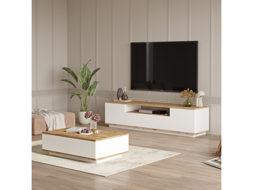 Ensemble de meubles de salon en bois "FR17" - 180 x 44 x 44 cm - Blanc