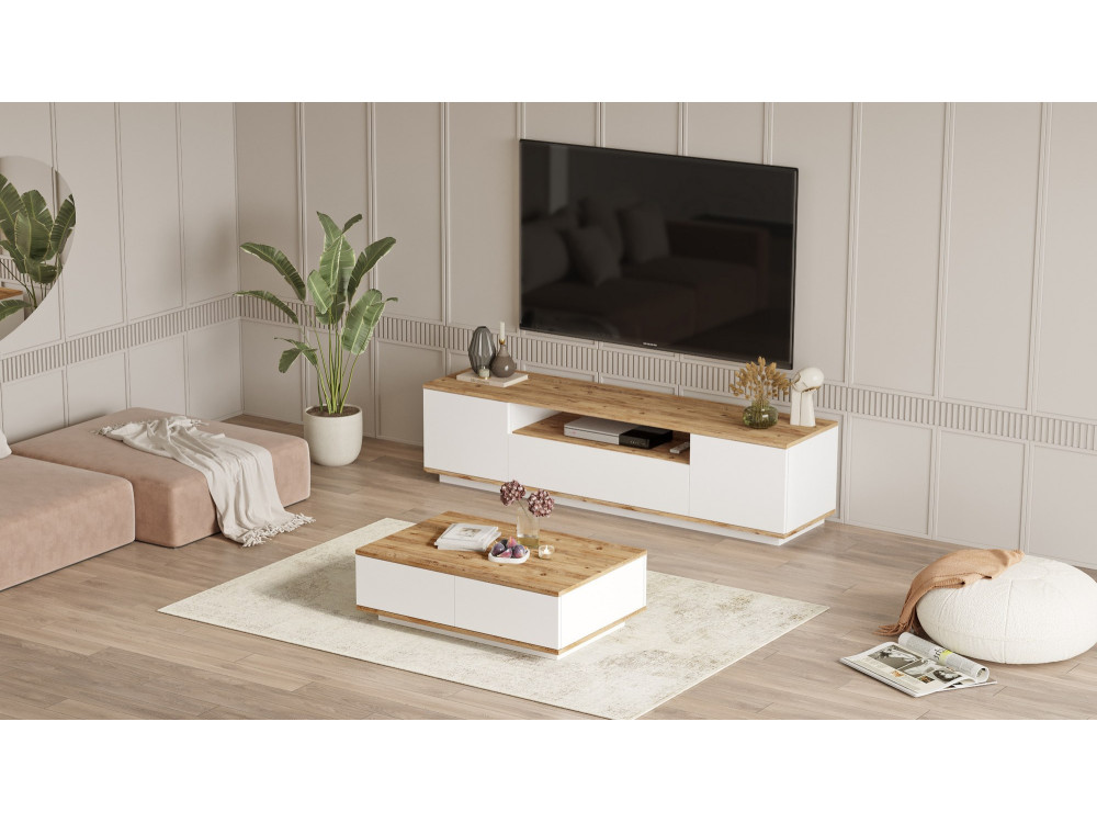 Ensemble de meubles de salon en bois "FR17" - 180 x 44 x 44 cm - Blanc