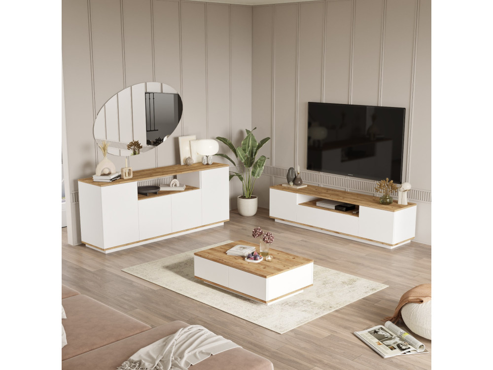 Ensemble de meubles de salon en bois "FR18" - 180 x 44 x 44 cm - Blanc