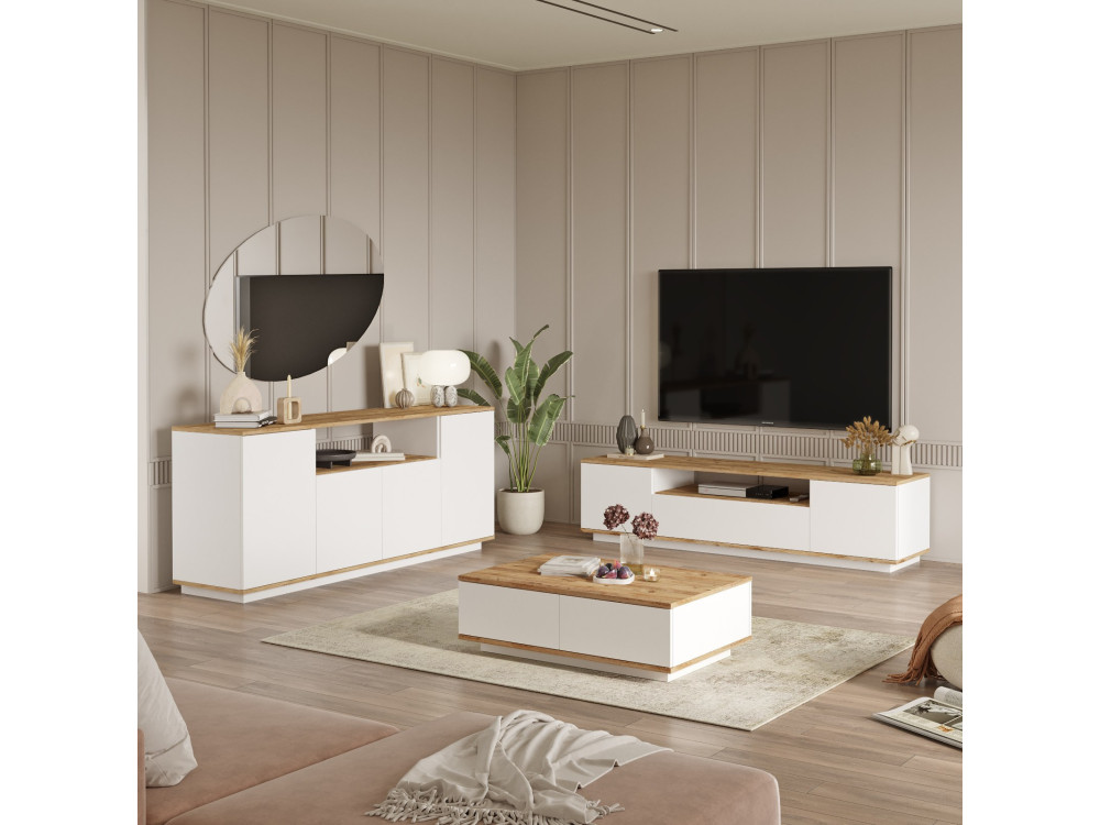 Ensemble de meubles de salon en bois "FR18" - 180 x 44 x 44 cm - Blanc