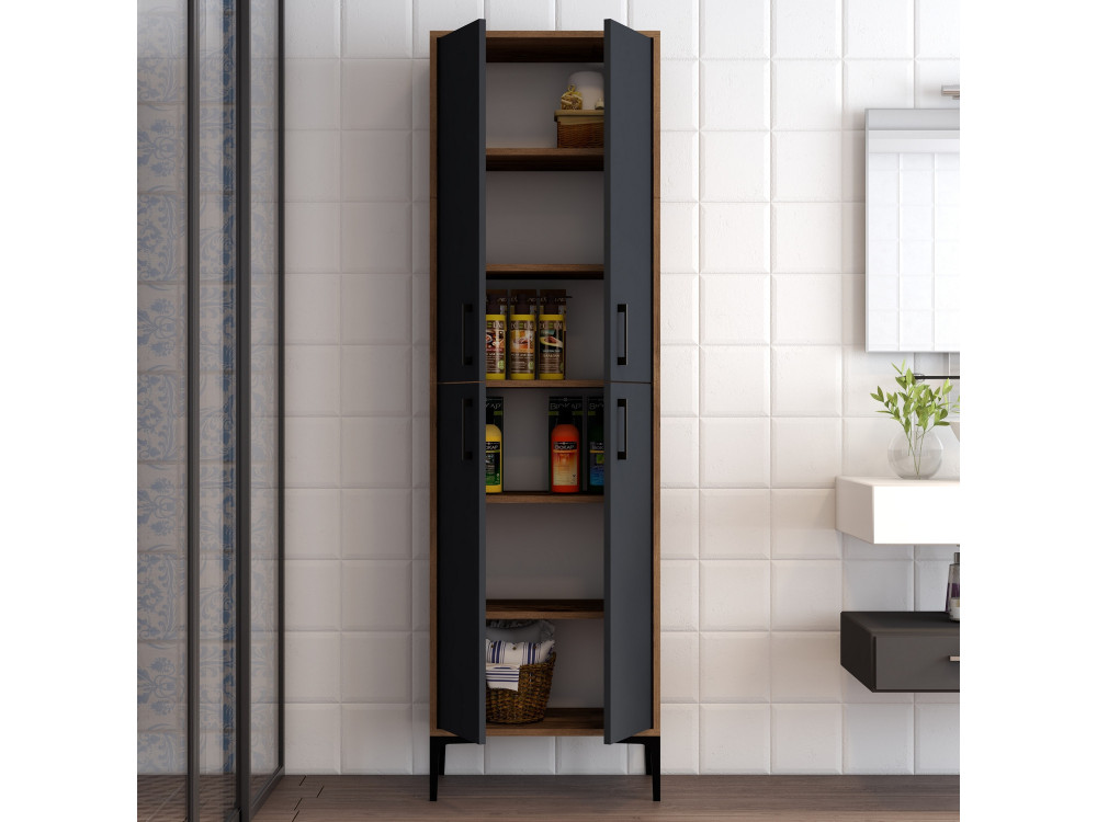 Meuble multi-usages en bois "Berlin A" - 60 x 35 x 200 cm - NoyerAnthracite