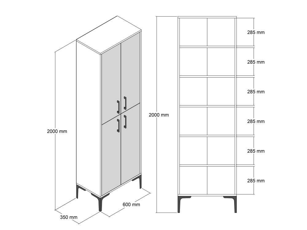 Meuble multi-usages en bois "Berlin A" - 60 x 35 x 200 cm - NoyerAnthracite