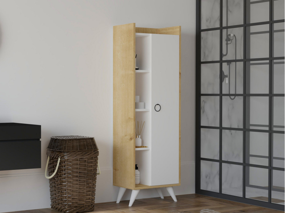 Meuble multi-usages en bois "Ilgim" - 50 x 31 x 140 cm - Blanc