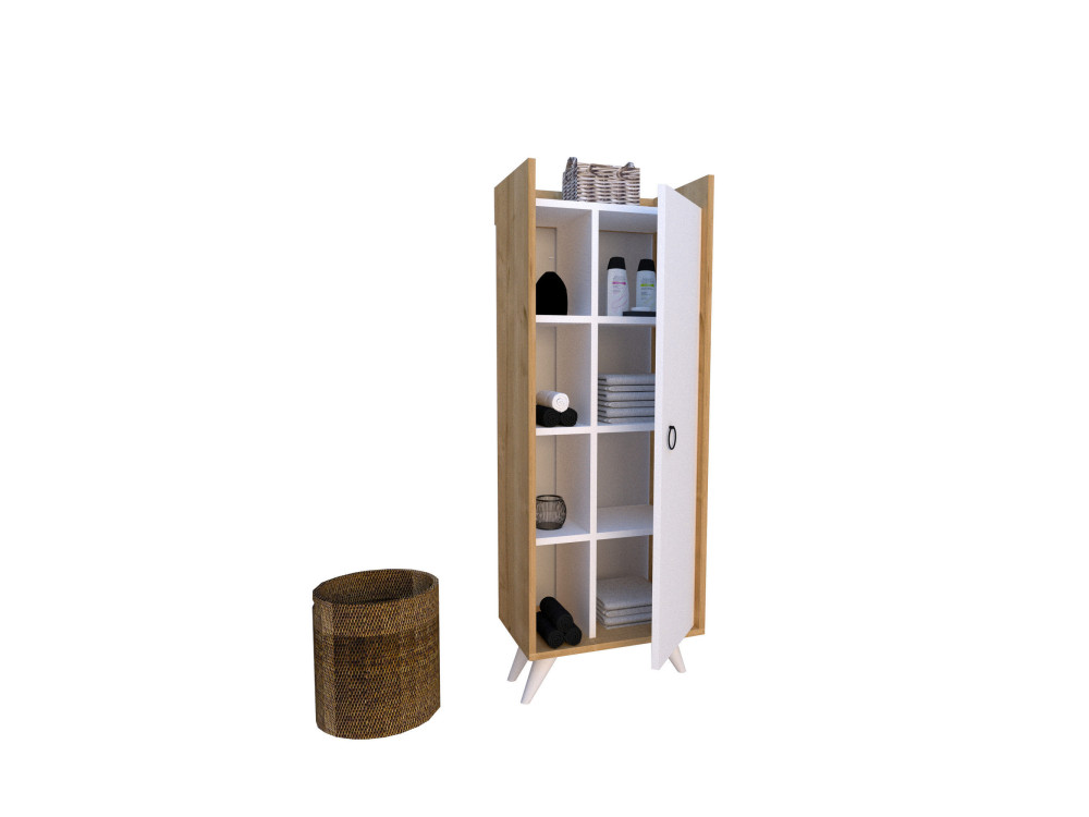 Meuble multi-usages en bois "Ilgim" - 50 x 31 x 140 cm - Blanc