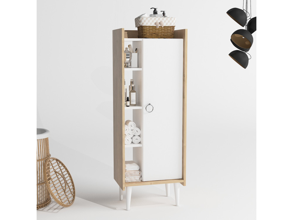 Meuble multi-usages en bois "Lagomood Ruby" - 50 x 30 x 140 cm - Blanc
