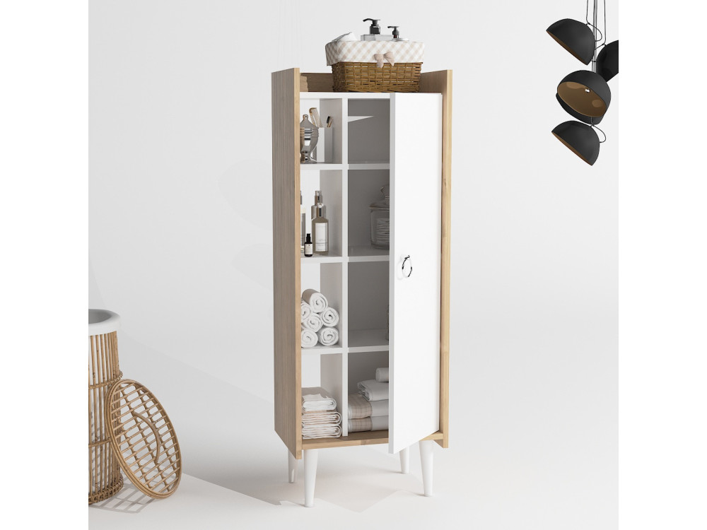 Meuble multi-usages en bois "Lagomood Ruby" - 50 x 30 x 140 cm - Blanc