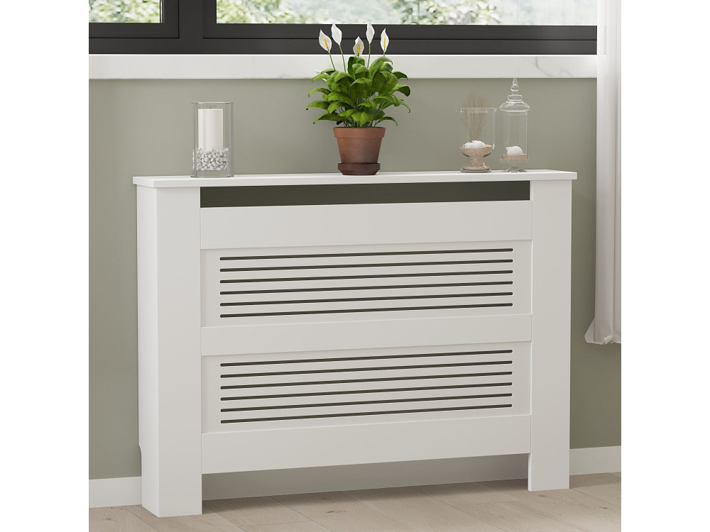 Armoire de radiateur en bois "Termora" 112 x 19 x 82 cm - Blanc