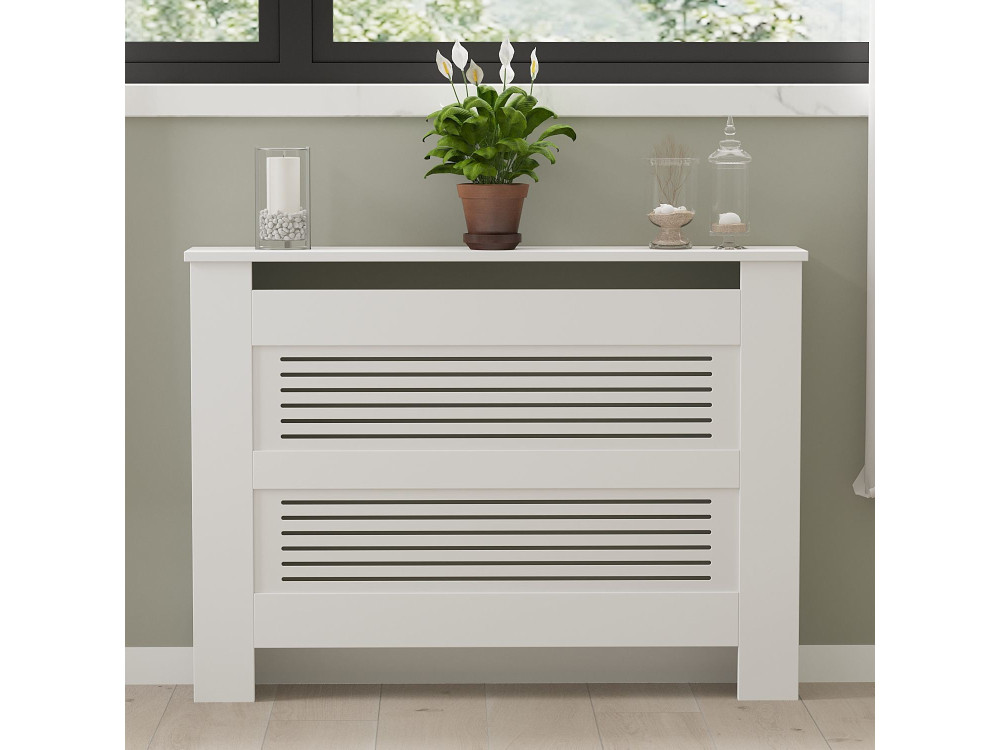 Armoire de radiateur en bois "Termora" 112 x 19 x 82 cm - Blanc