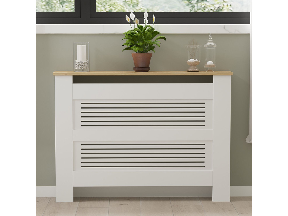 Armoire de radiateur en bois "Termora" 112 x 19 x 82 cm - Chêne saphir