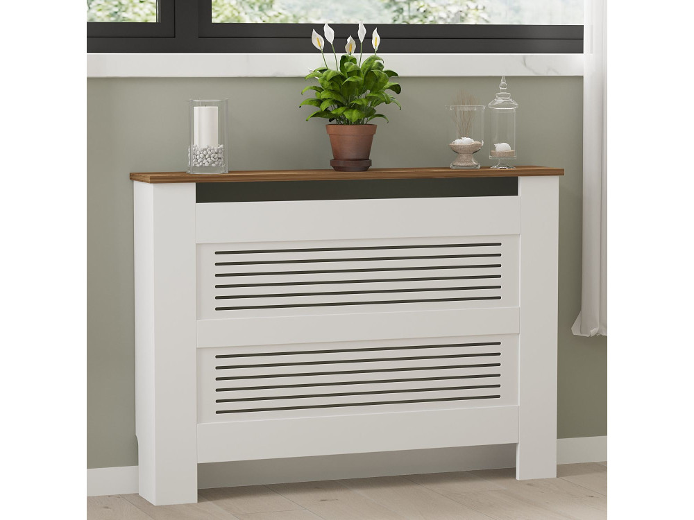 Armoire de radiateur en bois "Termora" 112 x 19 x 82 cm - Noyer